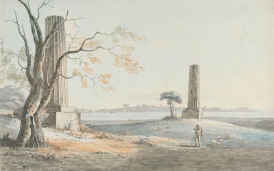 Remains of the Temple of Olympian Jove with a View of Ortygia, Syracuse by Henry Tresham